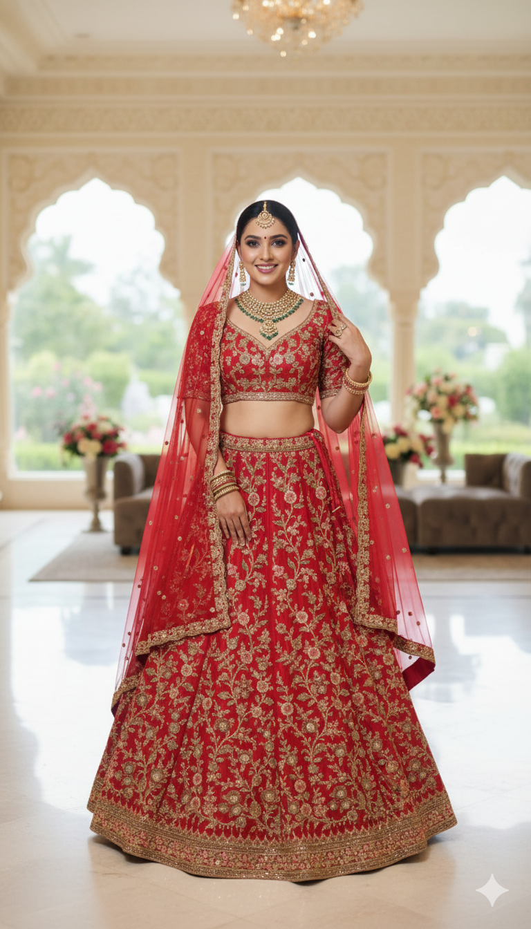 LEHENGAS-DUPION-SEMI STITCHED-KASH 1616